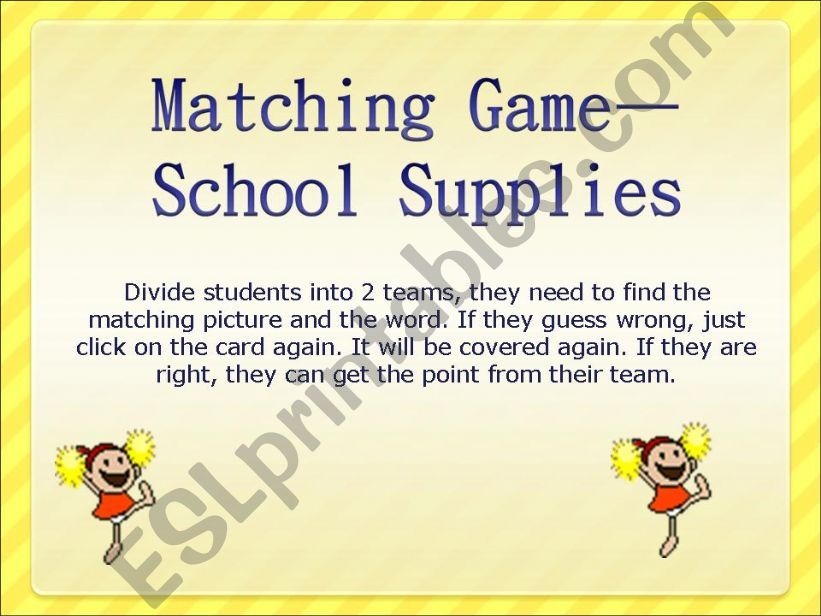 Matching & Memerize Game - school supplies 