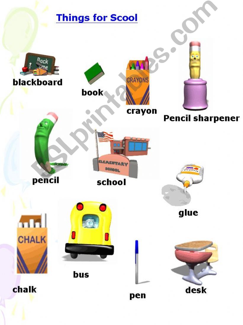 things for school pictionary powerpoint