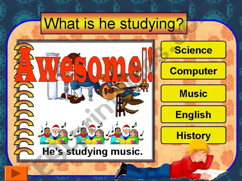 Subjects(*What is(are) he/she/they/you studying?) 20 slides with animated pics