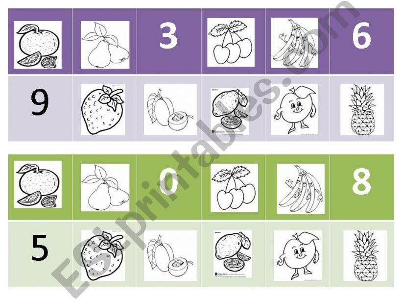 Fruit and Number Bingo powerpoint