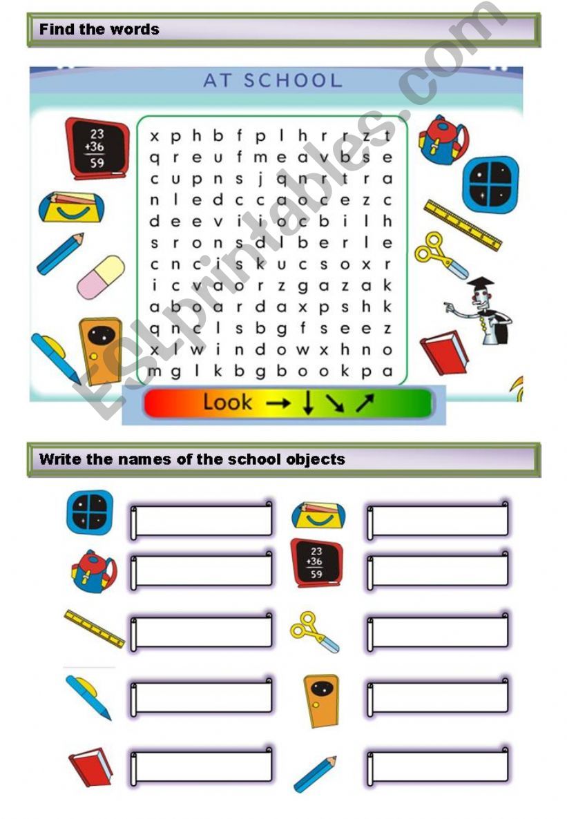 Find the school objects powerpoint