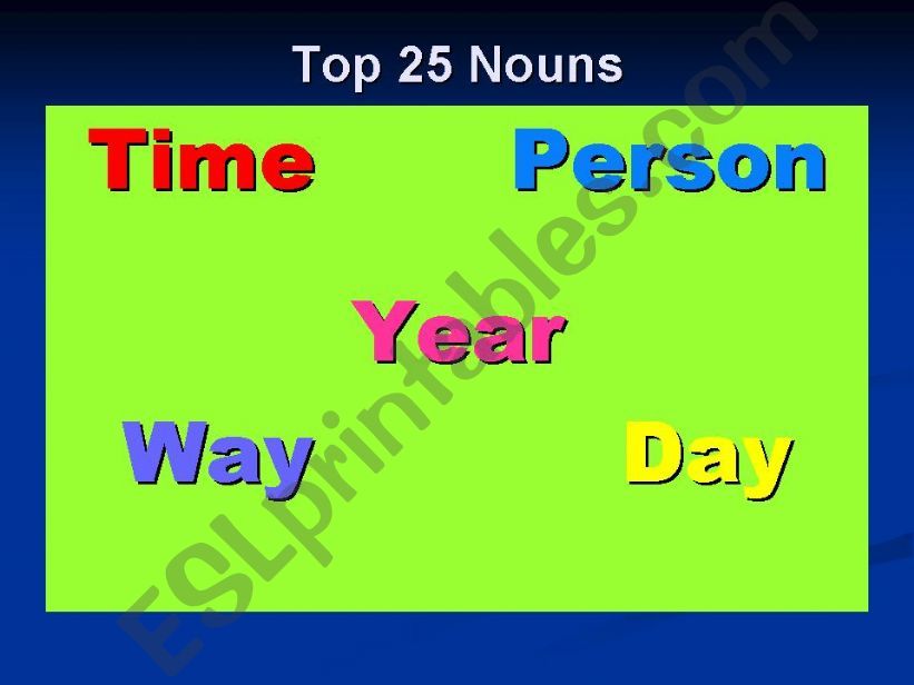 TOP 25 nouns- the commonest nouns