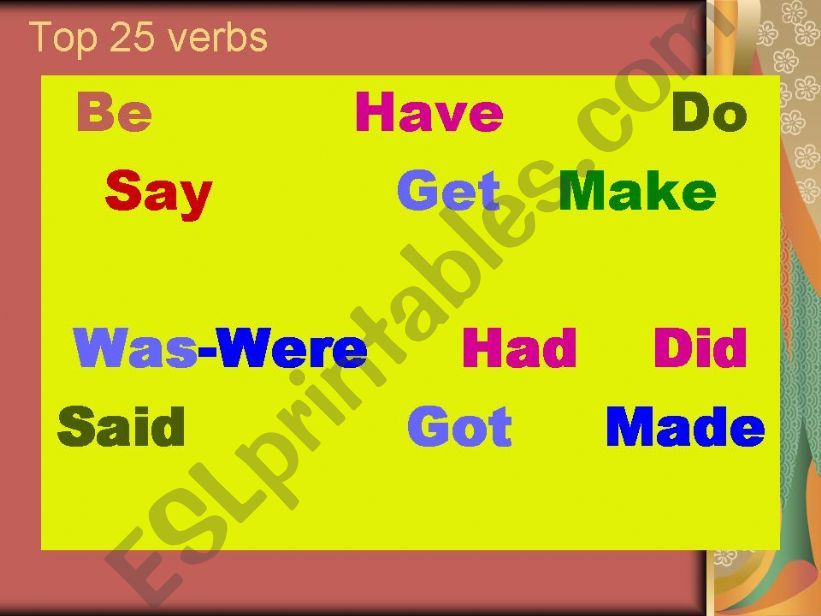 TOP 25 most used English VERBS