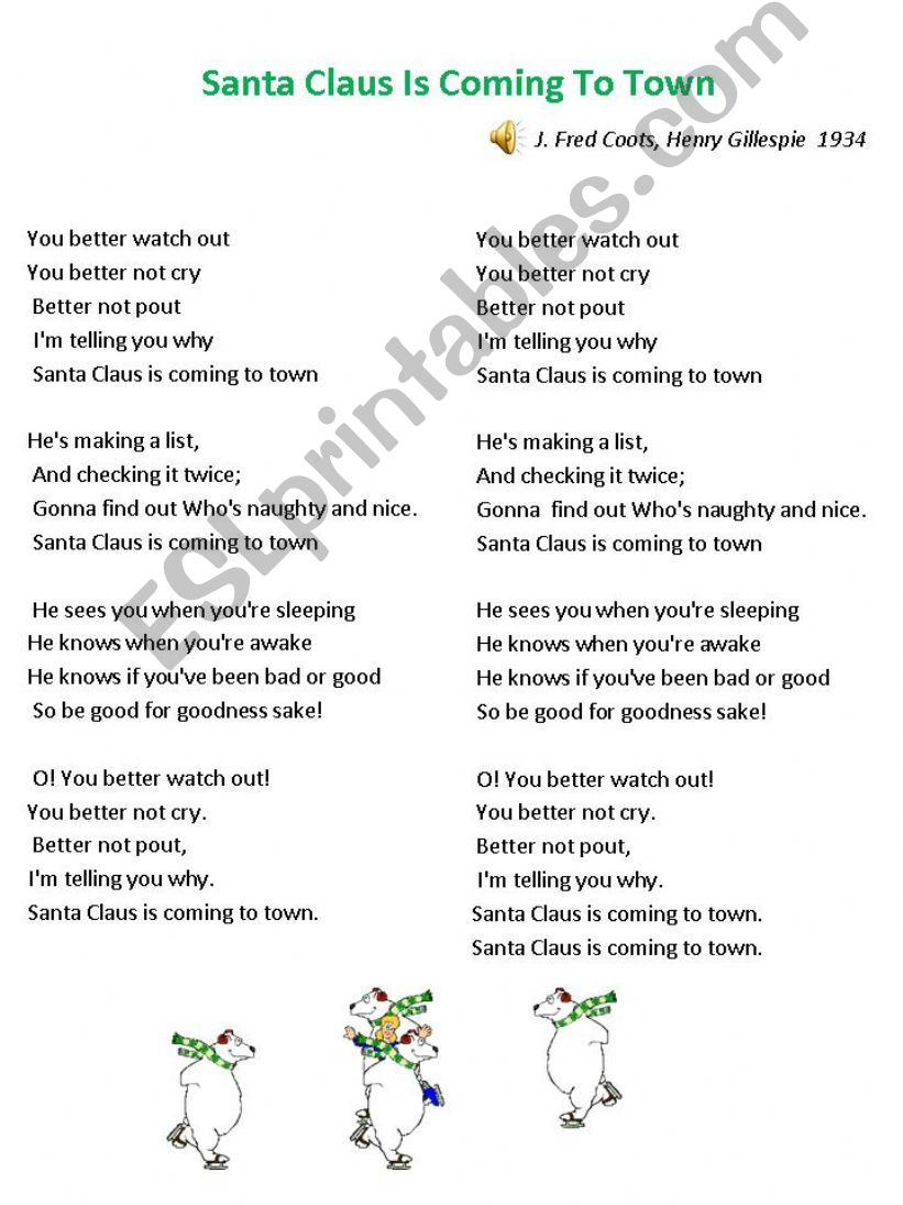 Santa Claus is coming to town powerpoint