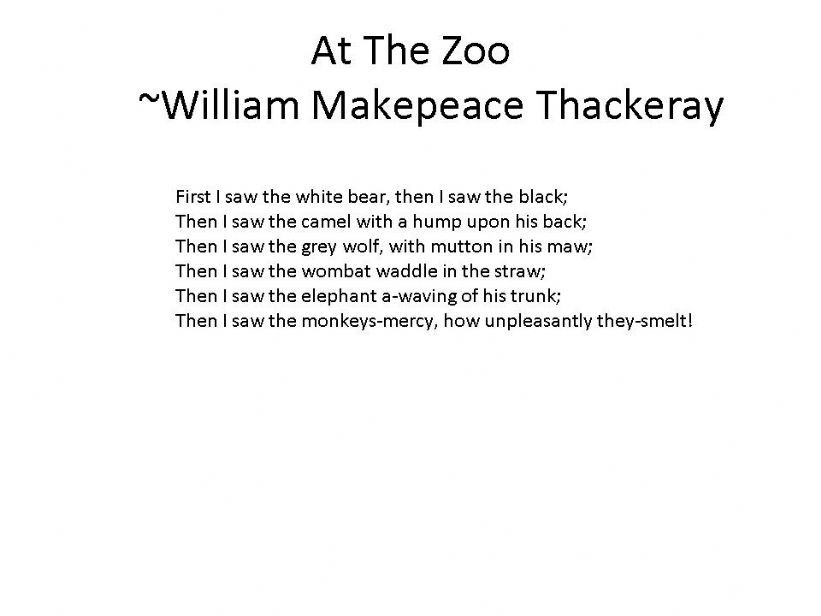 Poem: At the zoo powerpoint