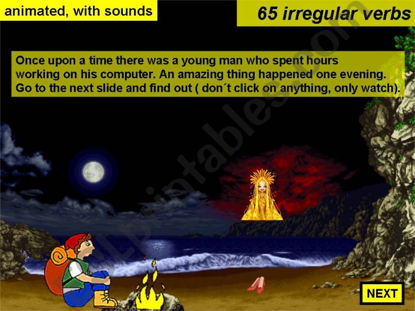 65 irregular verbs - Help the boy find the Sun