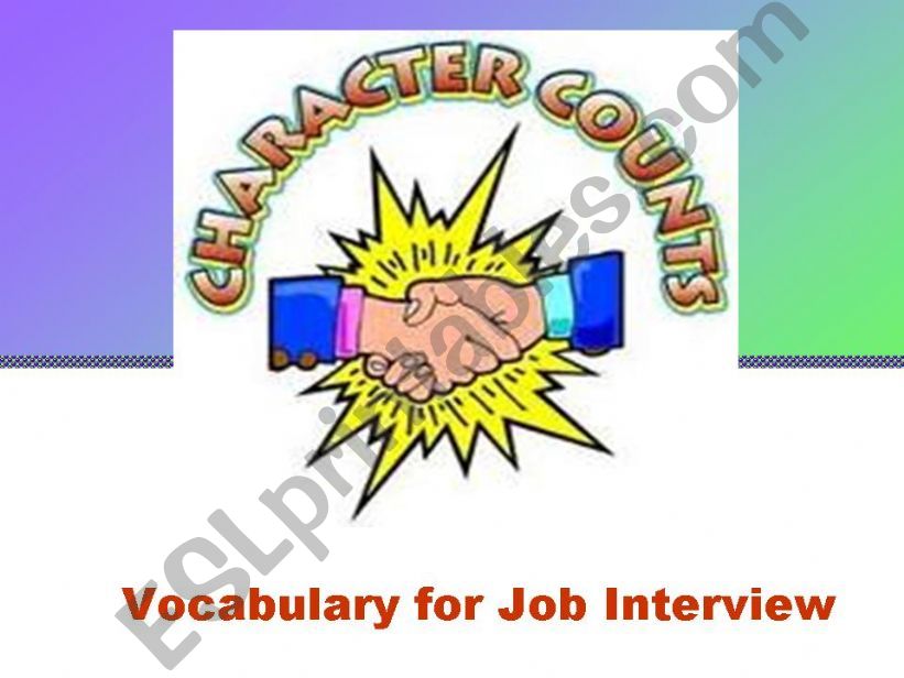 Vocabulary for job Interview powerpoint