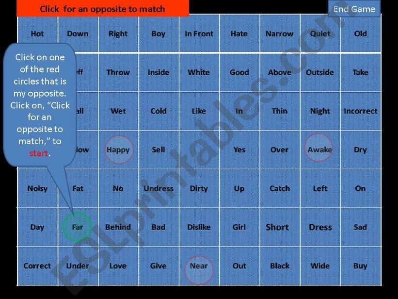 Opposites Select The Correct Opposite Spinner Driven