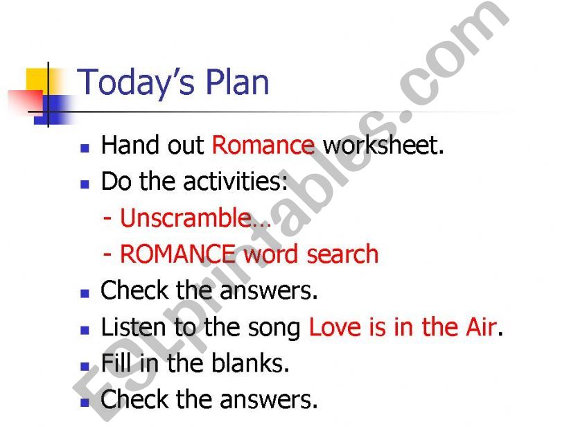 Romance powerpoint