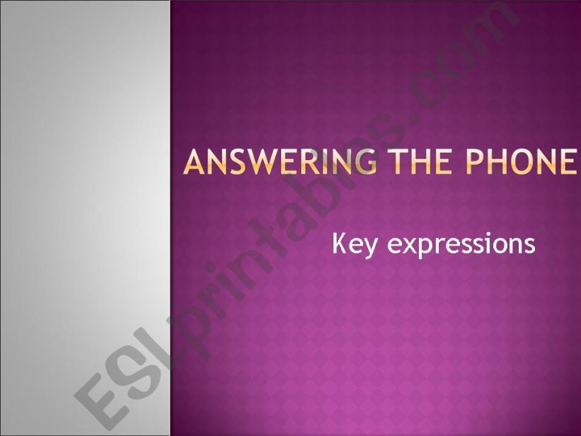 Answering the Phone 1 powerpoint