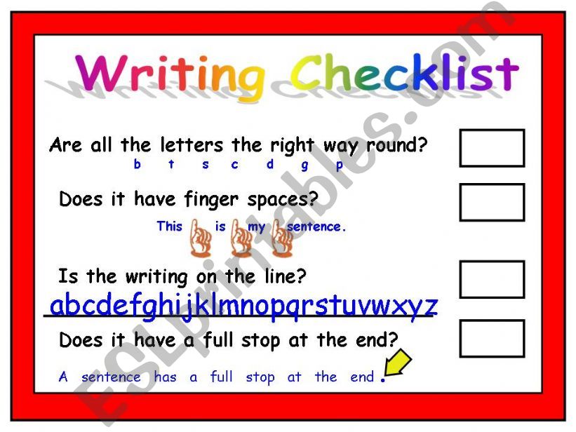 Wrting Checklist powerpoint