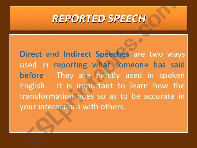 REPORTED SPEECH powerpoint