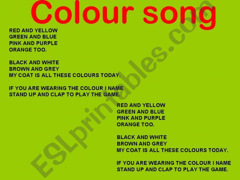 COLOUR SONG powerpoint