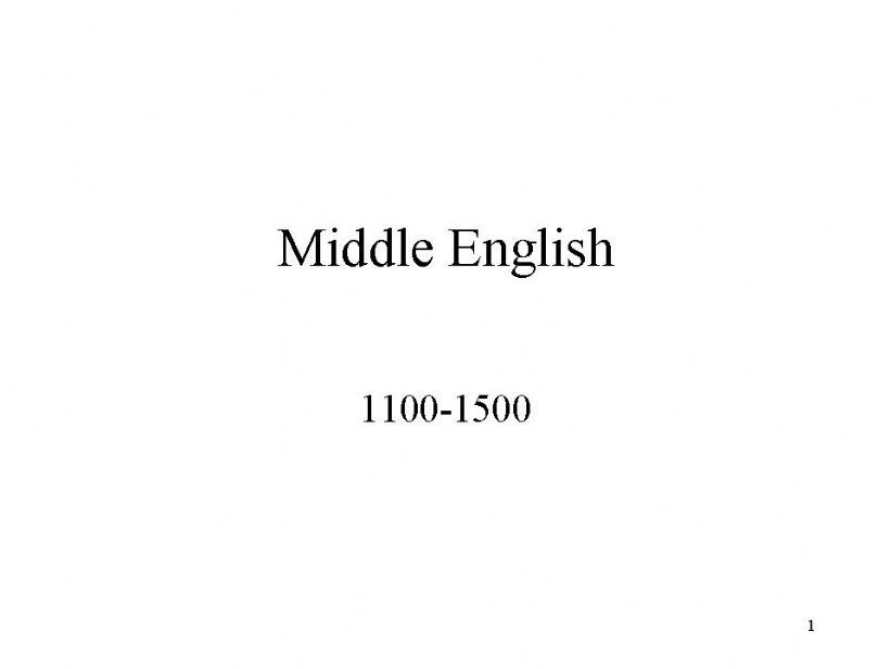 History of the English Language - Middle English