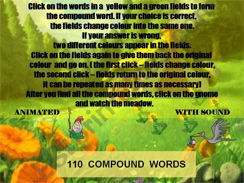 110 compound words - play the game with the gnome