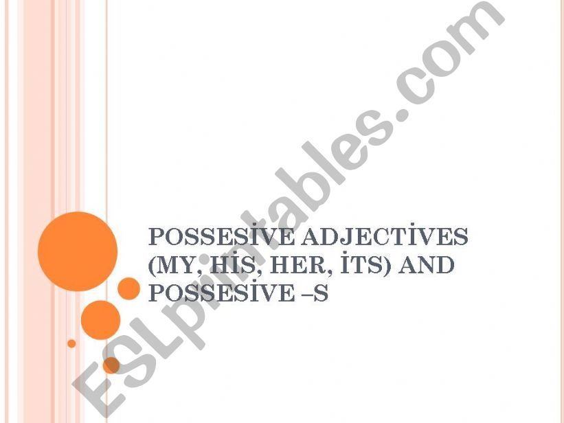 possesive adjectives (only my, his, her, its) and possessive -s