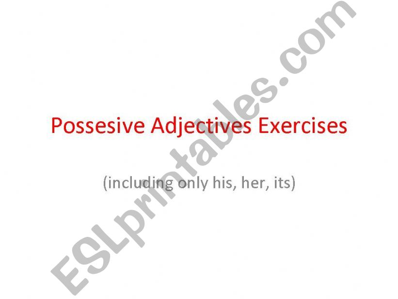 possesive adjectives exercises (only his, her, its)