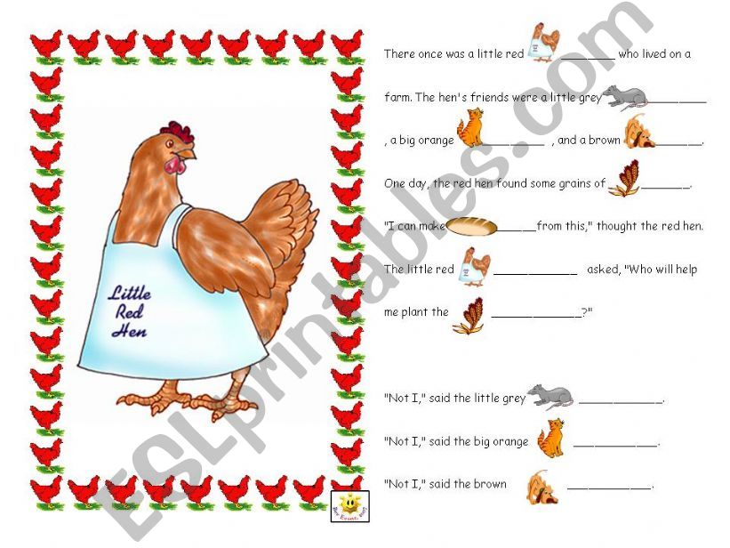 LITTLE RED HEN MINI BOOK-  FILL IN