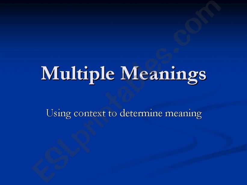 Multiple Meaning Words powerpoint
