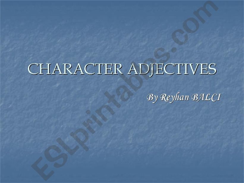 Character Adjectives powerpoint