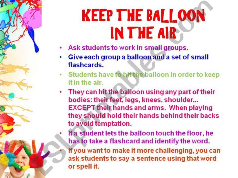 Keep the Balloon in the Air - Flashcard Game