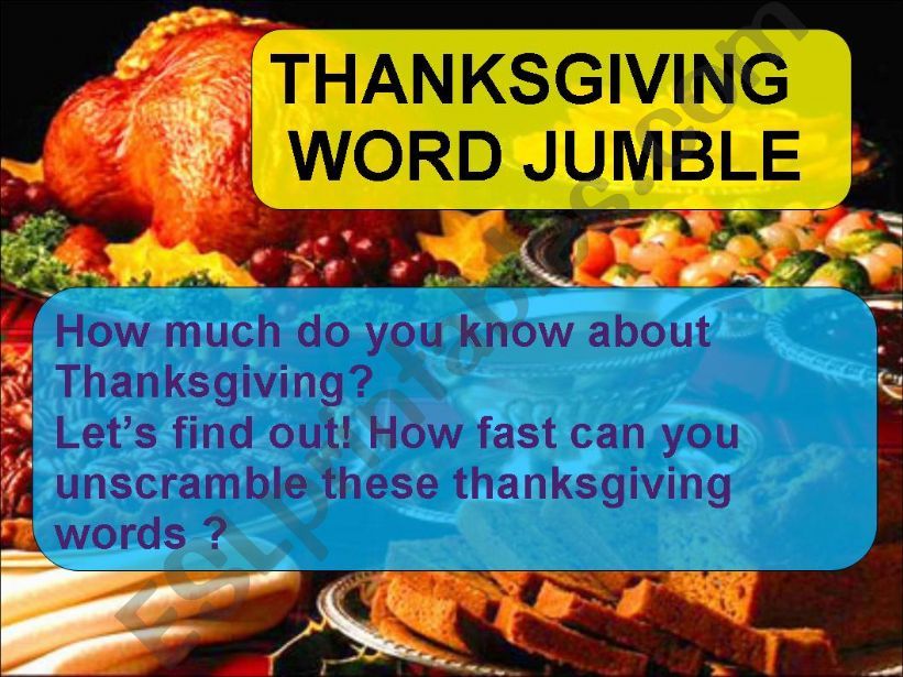 Thanksgiving word jumble powerpoint game, ppt game