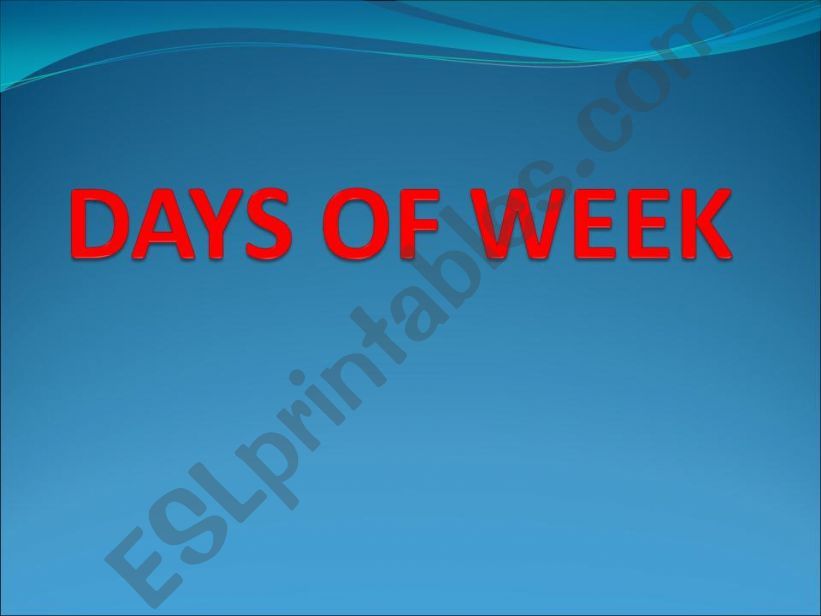 Days  of  week powerpoint