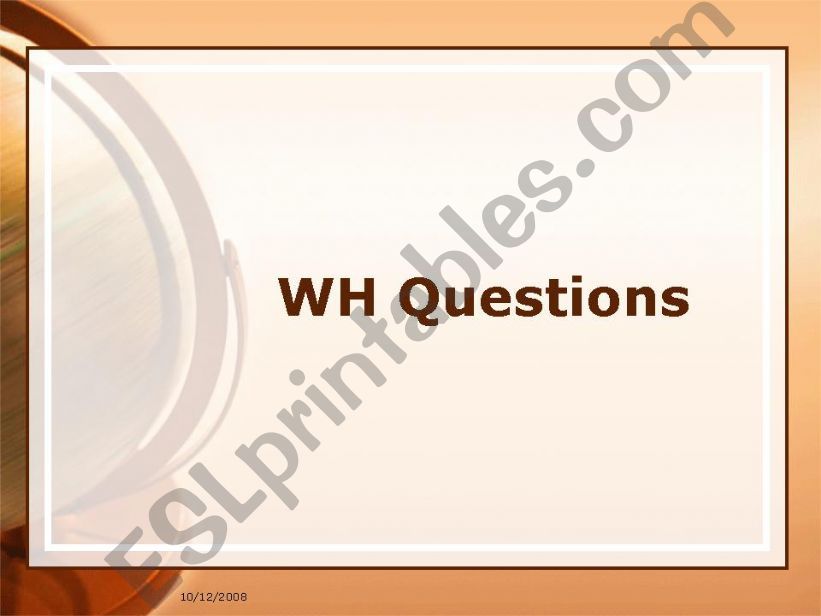 Wh- question powerpoint