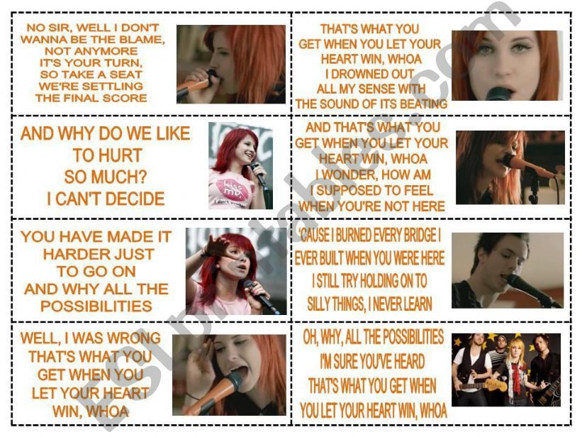 SCRAMBLED LYRICS - PARAMORE: THATS WHAT YOU GET