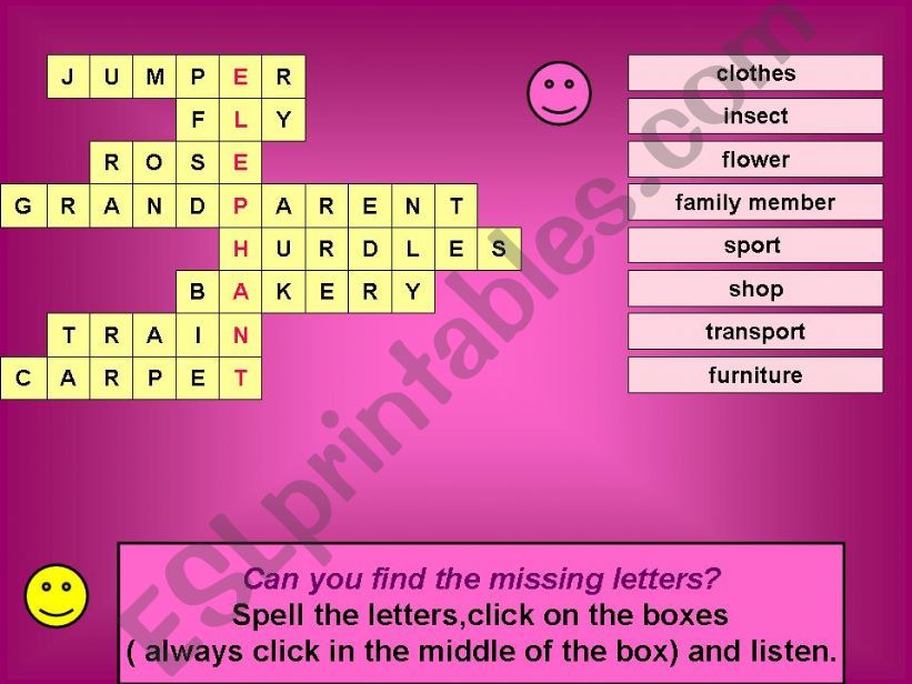 Animated  CROSSWORDS and  RIDDLES with  SOUNDS of all the letters 