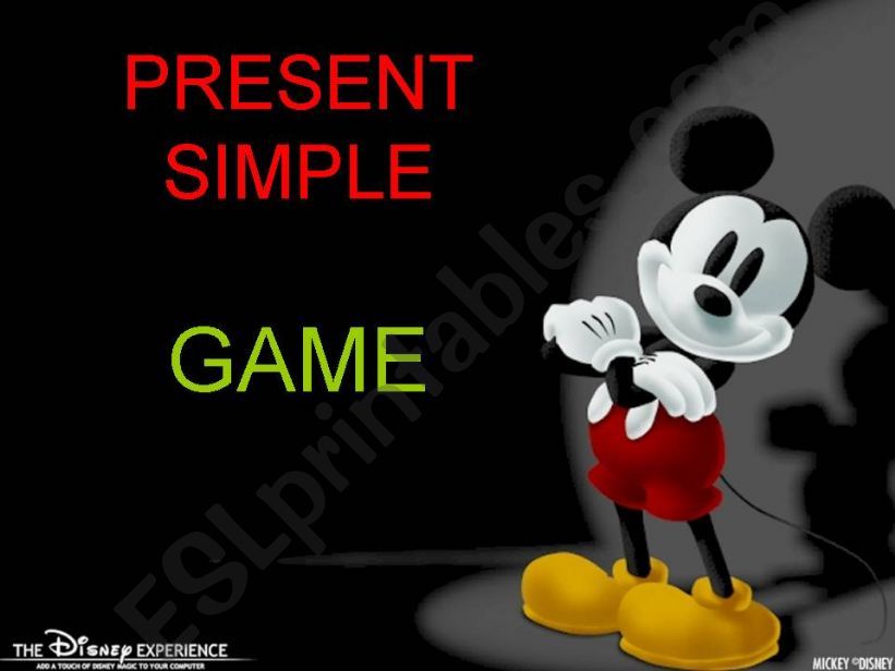 Present simple game with Mickey Mouse