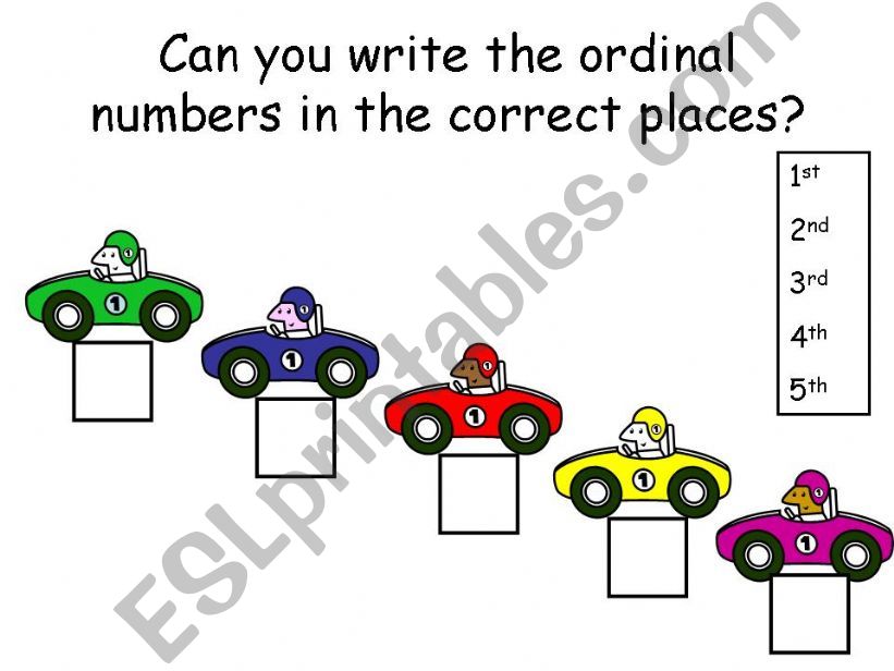 Writing ordinal numbers powerpoint