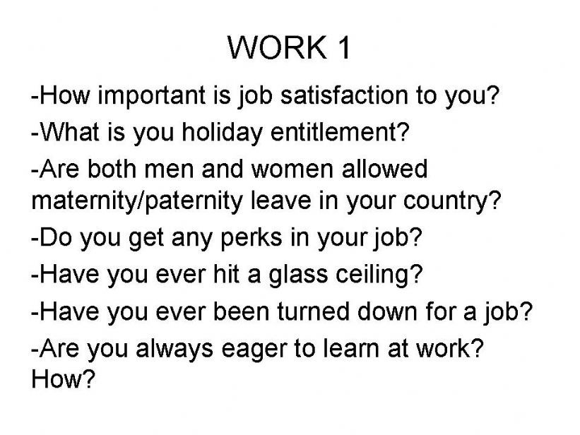 Work - questions to speak in class 