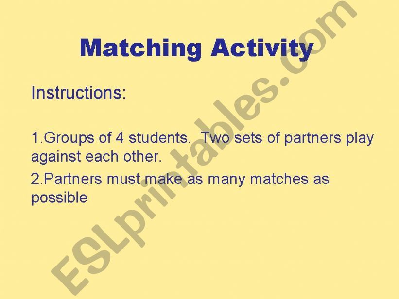 Matching Activity - Adjectives