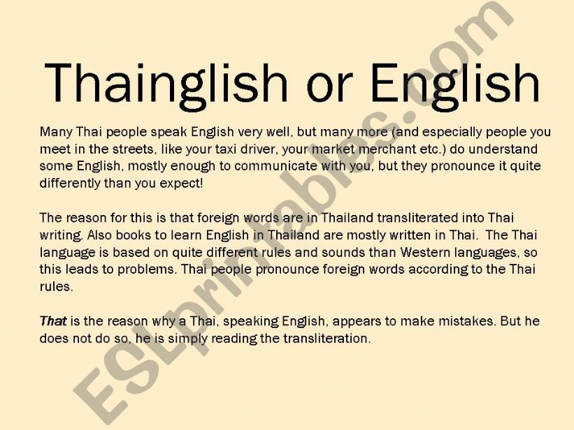 Thainglish or English powerpoint