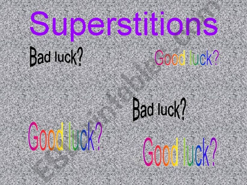 Introducing superstitions by showing colorful pictures 