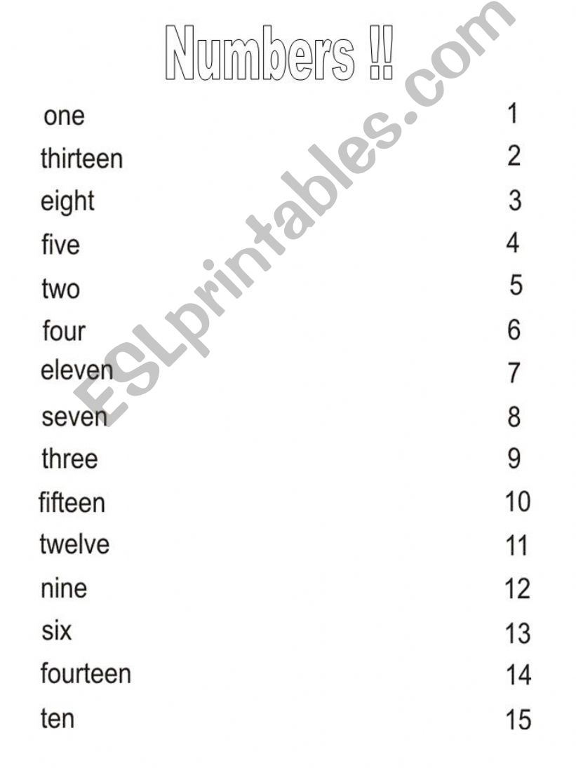 Match the numbers powerpoint