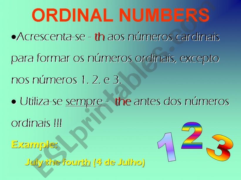 Ordinal Numbers powerpoint