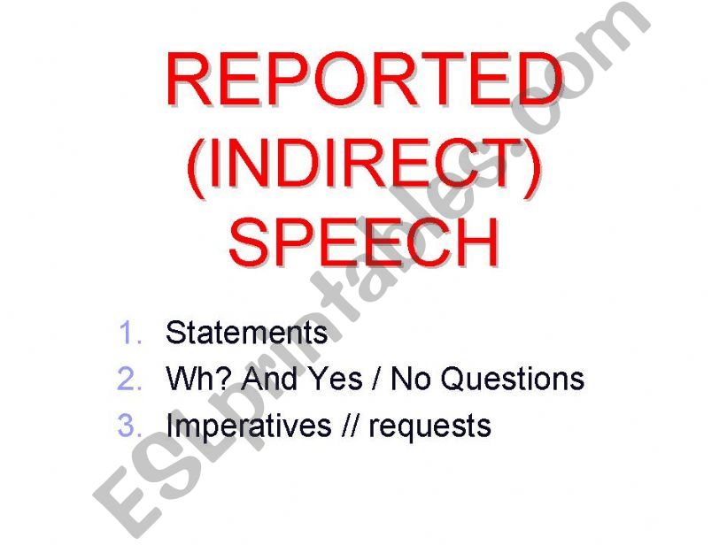 REPORTED SPEECH powerpoint