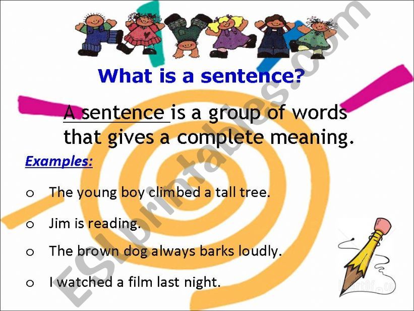 parts of sentence powerpoint