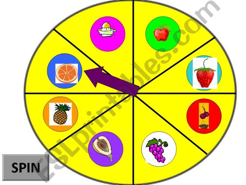 fruit and vegetable spinner - ESL worksheet by carme sammut