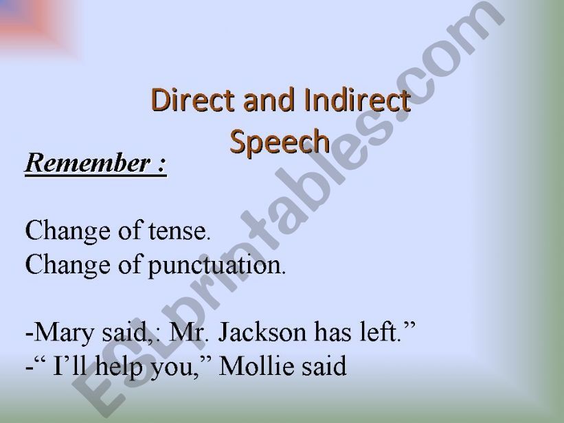 reported speech  powerpoint