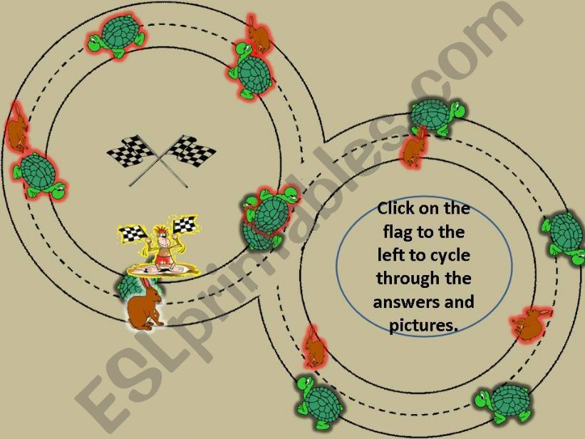 Rabbit and Turtle Race Game Present Continous (ING) 20 verbs part 1
