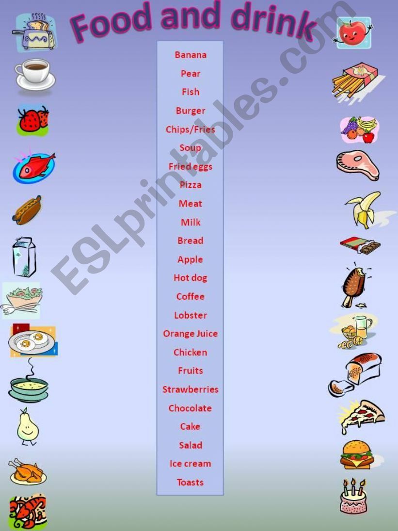 Food and drink vocabulary powerpoint