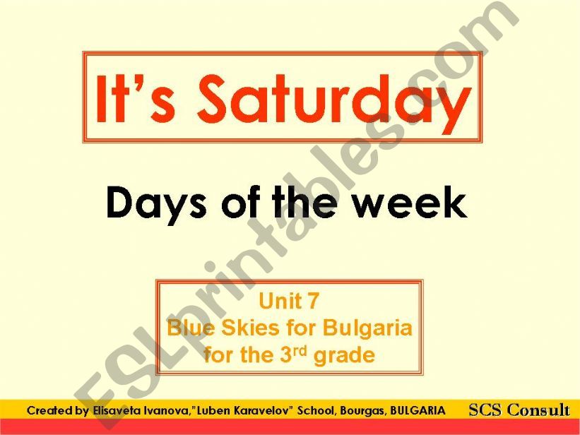Days of the week powerpoint