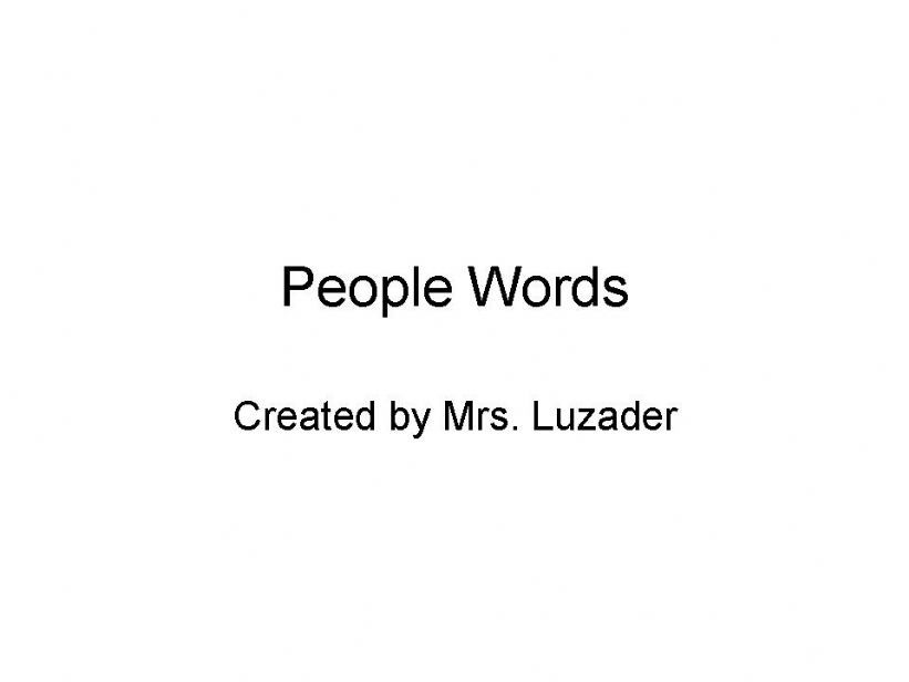 People Words Power Point/Flash Cards