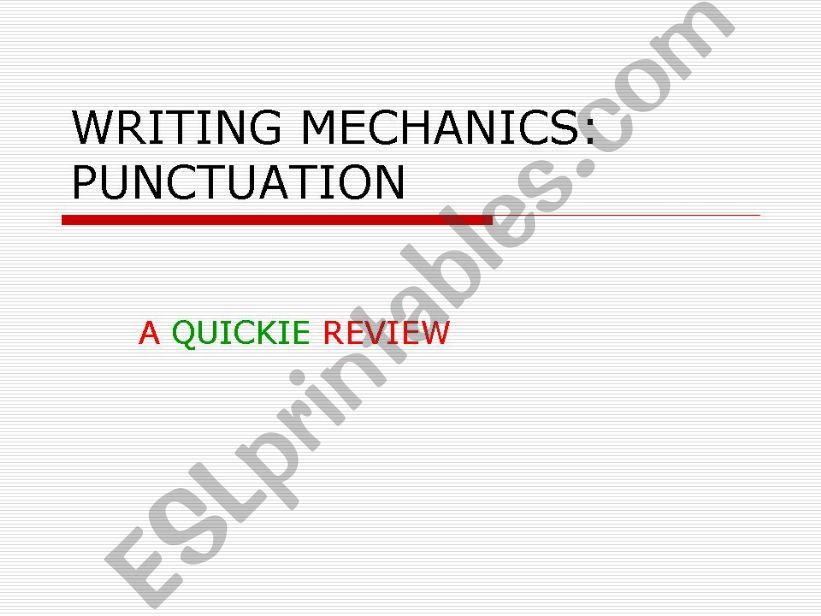Punctuation Review PowerPoint powerpoint