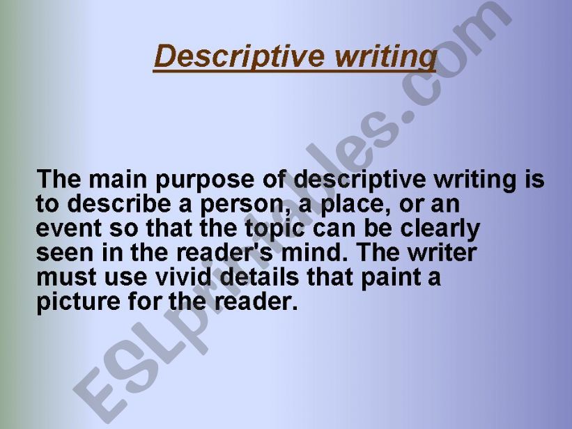 descriptive Writing powerpoint