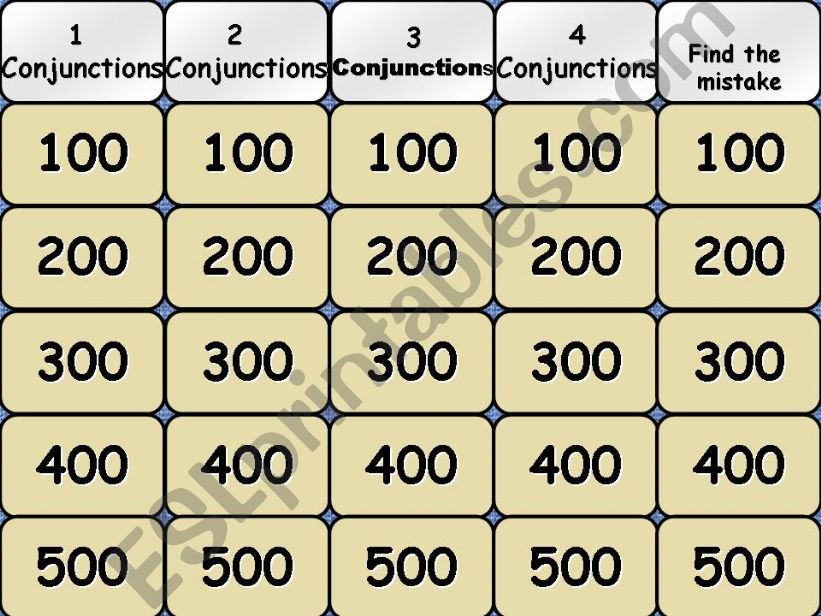 Jeopardy-Game of Linkers(conjunctions)