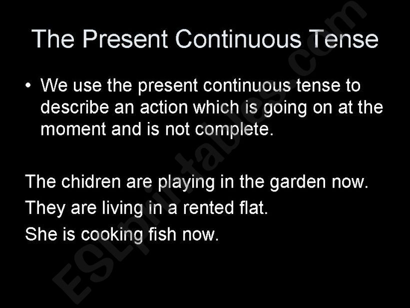 The present continuous tense powerpoint